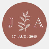 Autocollants de mariage chic boho rustique (Devant)