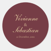 Autocollants de mariage élégants script Bourgogne (Devant)