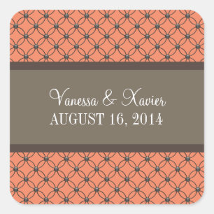 Autocollants de mariage en treillis orange