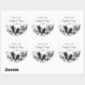 Autocollants de mariage fleurs blanches oiseaux vi (Feuille)