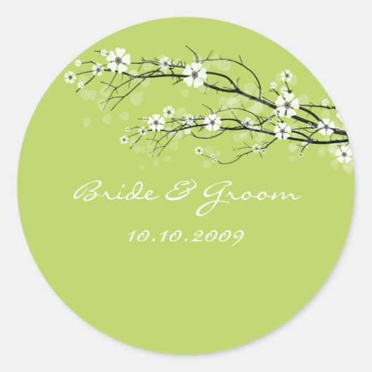 Autocollants de mariage fleurs branches, couleur p (Devant)