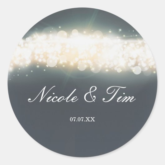 Autocollants de mariage Grey Sparkle Lights Blast (Devant)