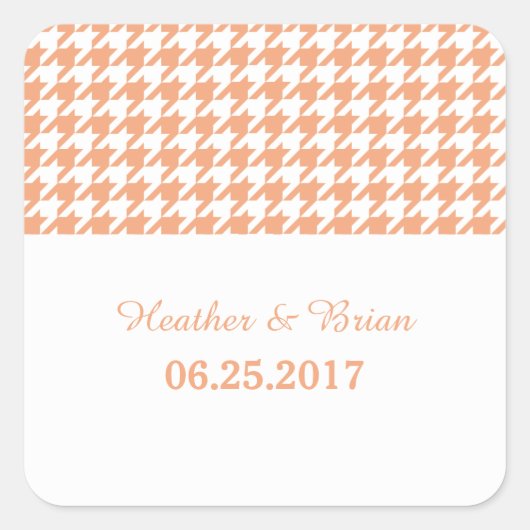 Autocollants de mariage Orange Houndstooth (Devant)