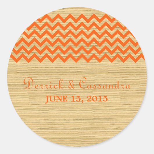 Autocollants de mariage Orange Rustique Chevron (Devant)