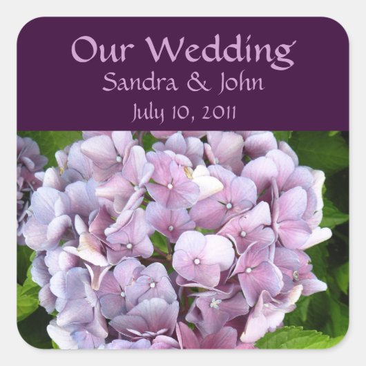 Autocollants de mariage personnalisés Hydrangea (Devant)