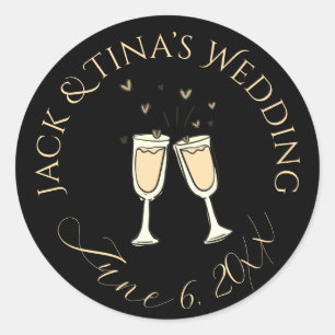 Autocollants de mariage personnalisés noir