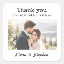 Autocollants de mariage photo Merci