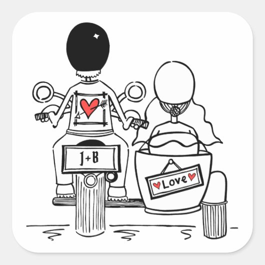 Autocollants de mariage pour motocyclette personna (Devant)