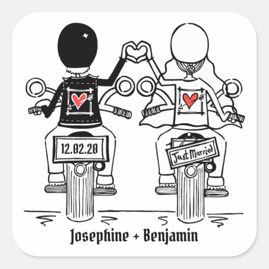 Autocollants de mariage pour motocyclette personna (Devant)