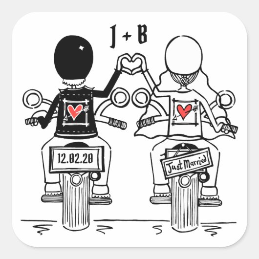 Autocollants de mariage pour motocyclette personna (Devant)
