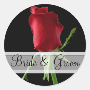 Autocollants de mariage Rose Rouge Élégante