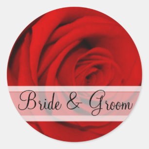Autocollants de mariage Rose Rouge Élégante