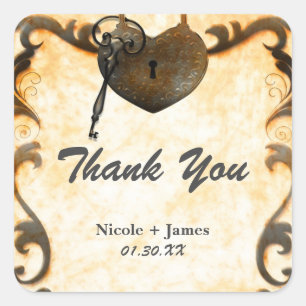 Autocollants de mariage rustiques vintage Cœur Ser