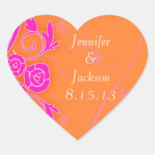 Autocollants de mariage Tangerine et Roses Roses