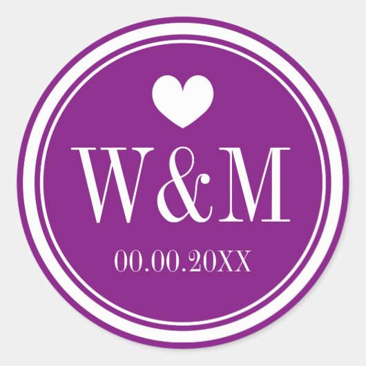 Autocollants de mariage violet foncé (Devant)