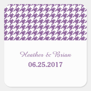 Autocollants de mariage violet Houndstooth