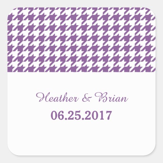 Autocollants de mariage violet Houndstooth (Devant)