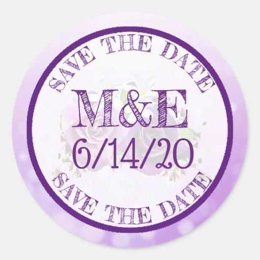 Autocollants de mariage violet Rose en Merci flora (Devant)