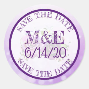 Autocollants de mariage violet Rose en Merci flora