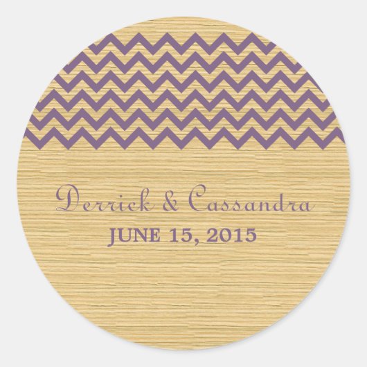 Autocollants de mariage violet rustique Chevron (Devant)