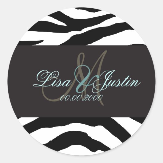 Autocollants de mariage Zebra monogram (Devant)