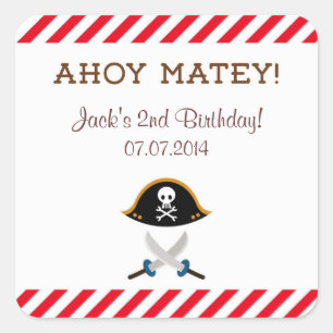 Autocollants de Merci d'anniversaire de pirate