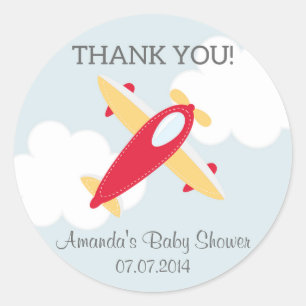 Autocollants de Merci de baby shower d'avion
