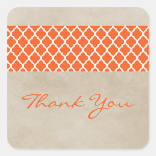 Autocollants de Merci de Quatrefoil Rustique Orang