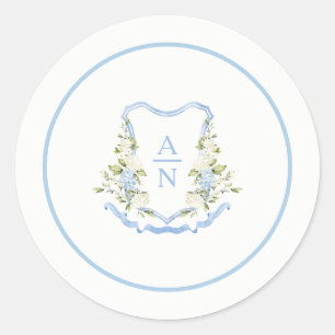 Autocollants de monogramme à motif Hydrangea Bleu 