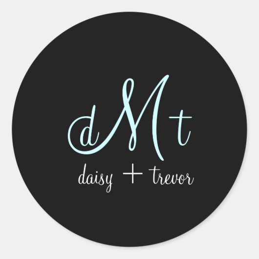 Autocollants de Monogramme noir clair/bleu (Devant)