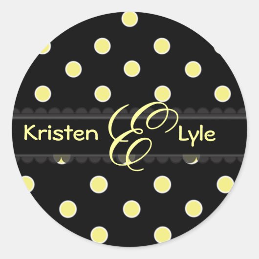 Autocollants de monogramme pois jaune (Devant)