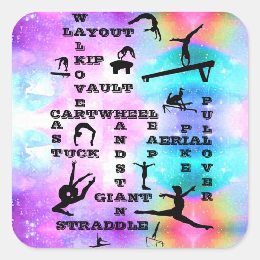 Autocollants de mots croisés de compétences de gym (Devant)