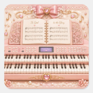 Autocollants de musique d'orgue électronique rose