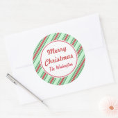 Autocollants de Noël à rayures menthe (Enveloppe)