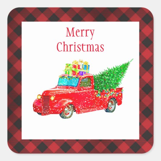 Autocollants de Noël - Camion rouge (Devant)