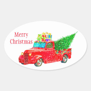Autocollants de Noël - Camion rouge
