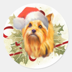 Autocollants de Noël de Yorkshire Terrier