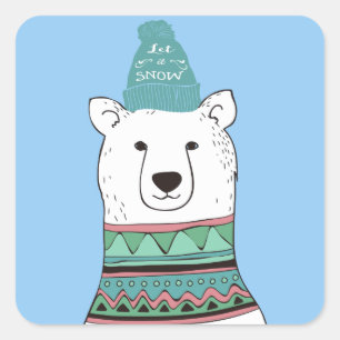 Autocollants de Noël d'ours blanc
