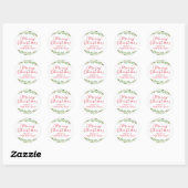 Autocollants de Noël Joyeux avec Branches Rouges e (Feuille)