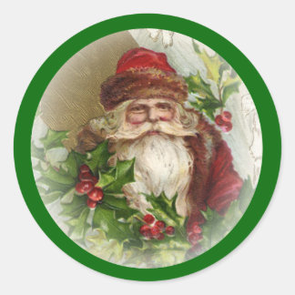 Autocollants de Noël Père Noël Vintage Vert