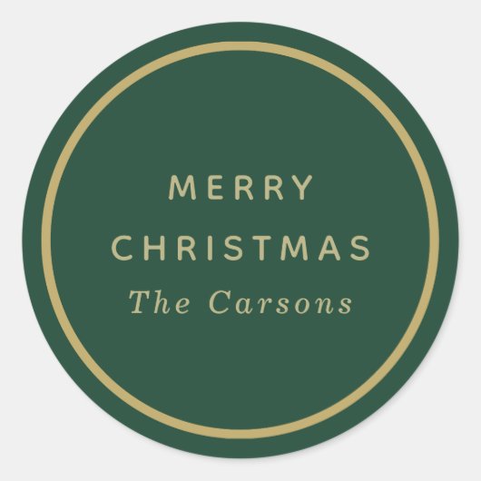 Autocollants de Noël ronds classiques verts et dor (Devant)