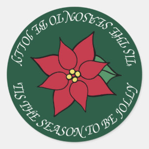 Autocollants de Noël rouge joyeux Poinsettia