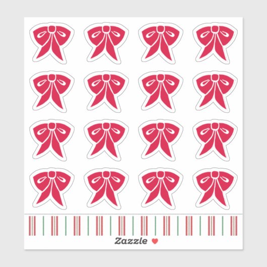 Autocollants de noeud rouge de Noël (Feuille)