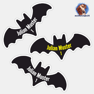 Autocollants de nom Chauve-souris   9 contours -