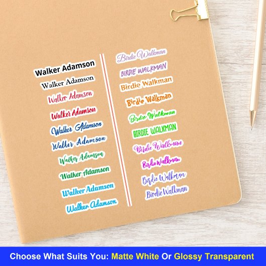 Autocollants de nom colorés et élégants (étiquette