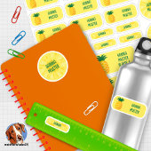 Autocollants de nom d'ananas exotiques – Set de 24
