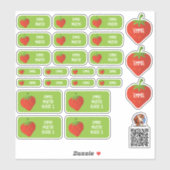 Autocollants de nom de fraise – lot de 24 (Feuille)
