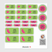 Autocollants de nom de melon – Set de 24 (Feuille)