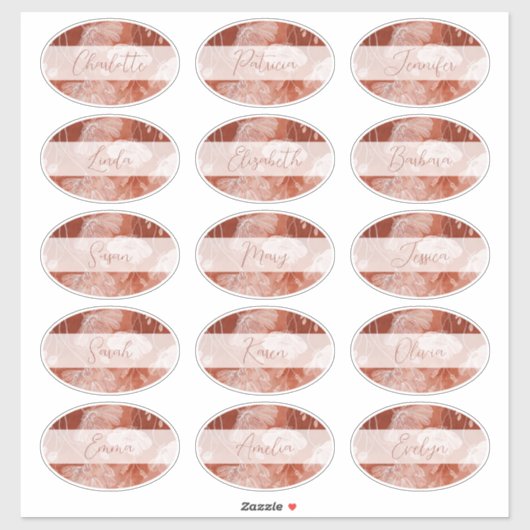 Autocollants de nom d'invité en terre cuite Fall i (Feuille)