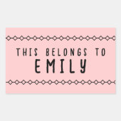 Autocollants de nom personnalisé Ceci appartient à (Devant)